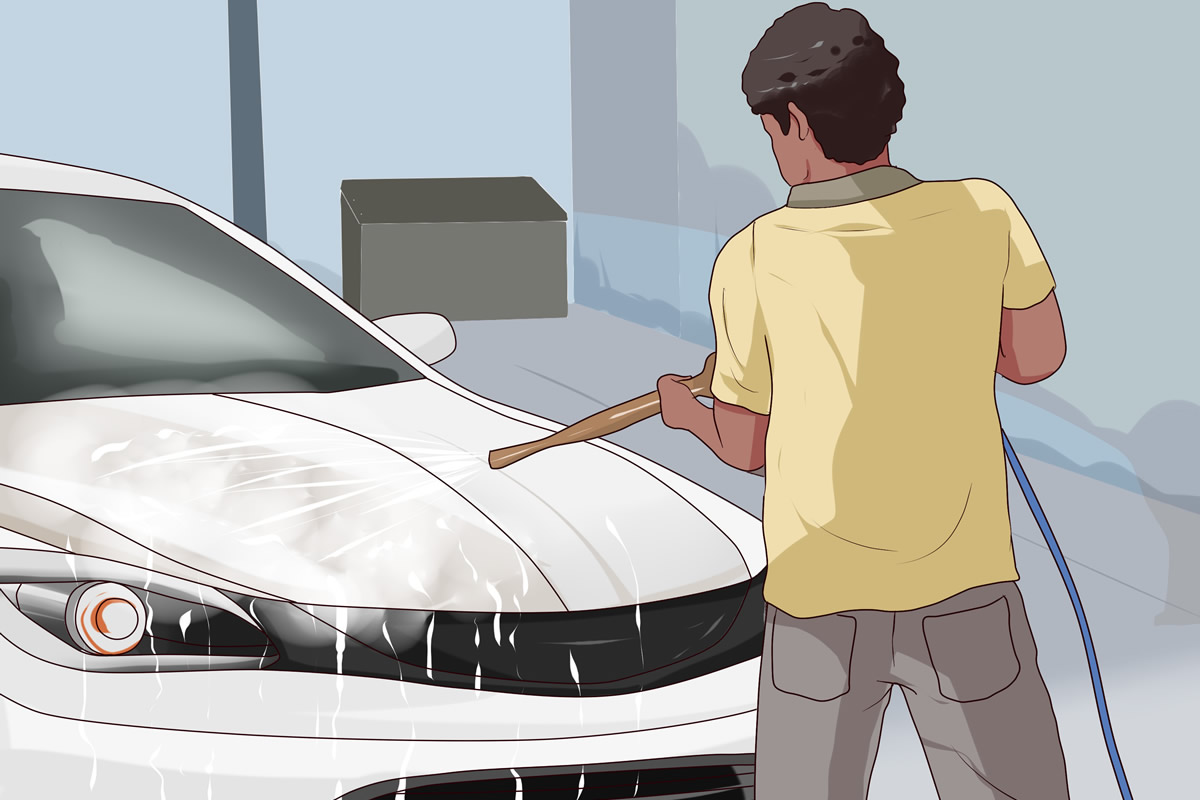 Lavado del coche antes de pulir